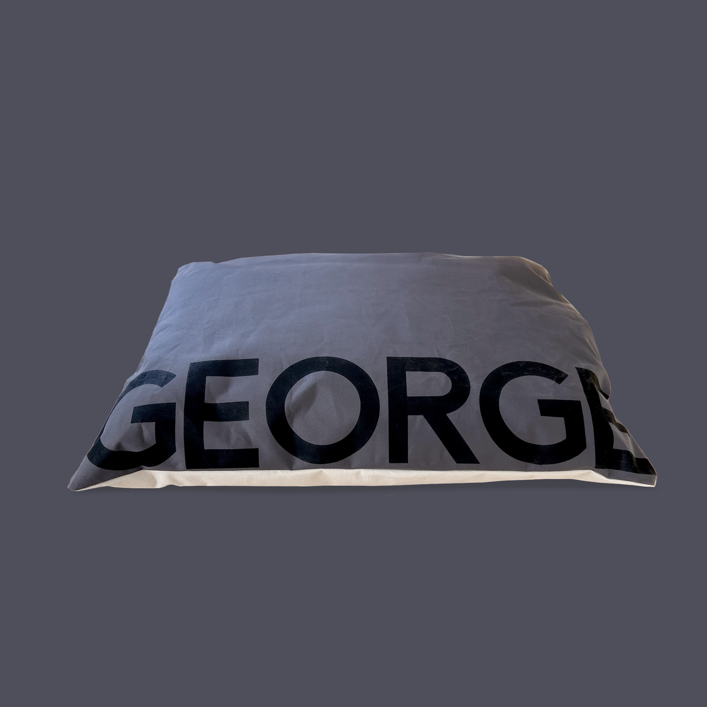 Personalized Canvas Dog Bed, Double-Sided (Natural/Grey)