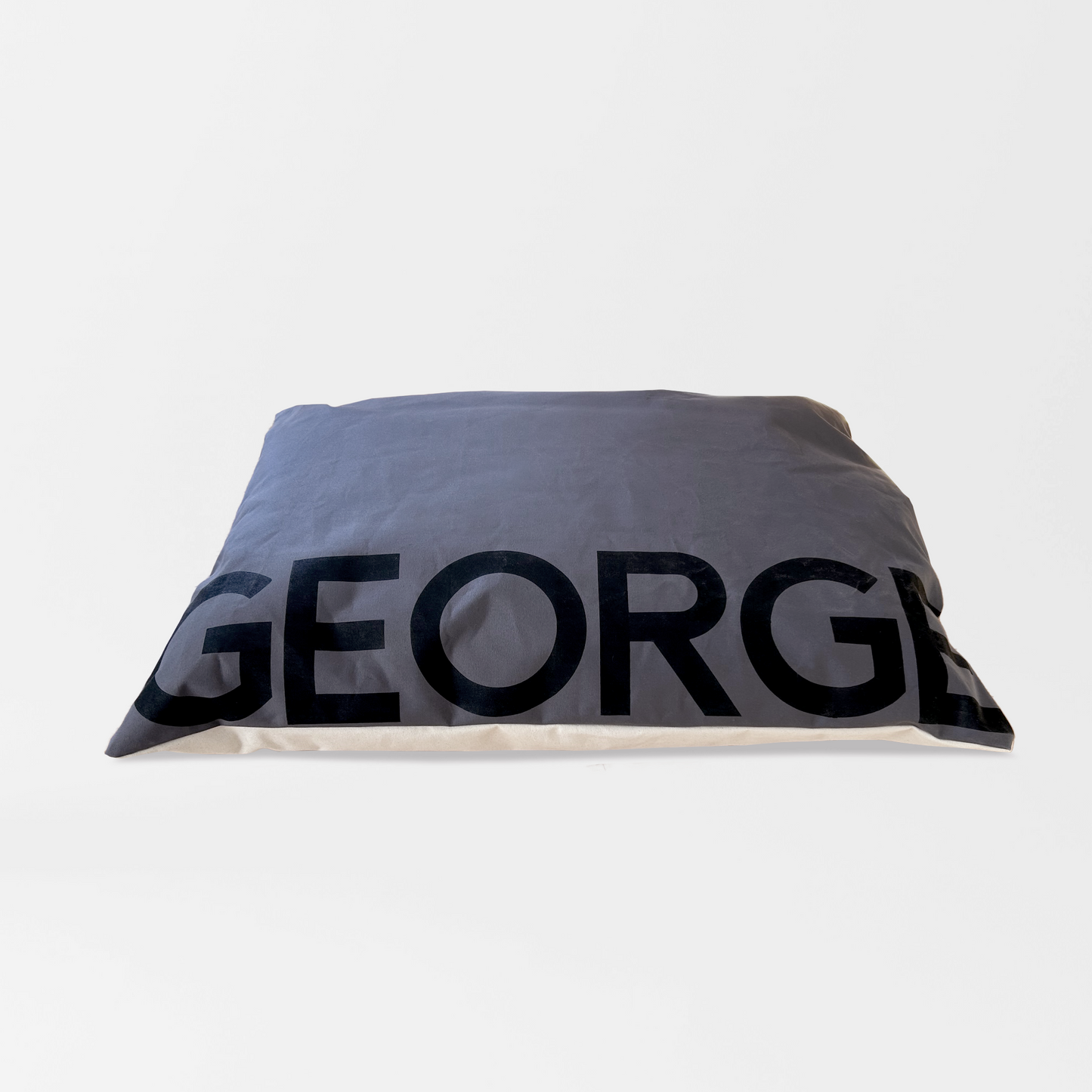 Personalized Canvas Dog Bed, Double-Sided (Natural/Grey)